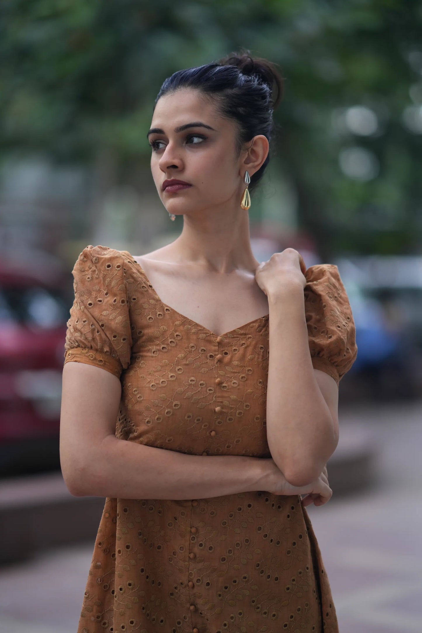 Caramel Eyelet Dress