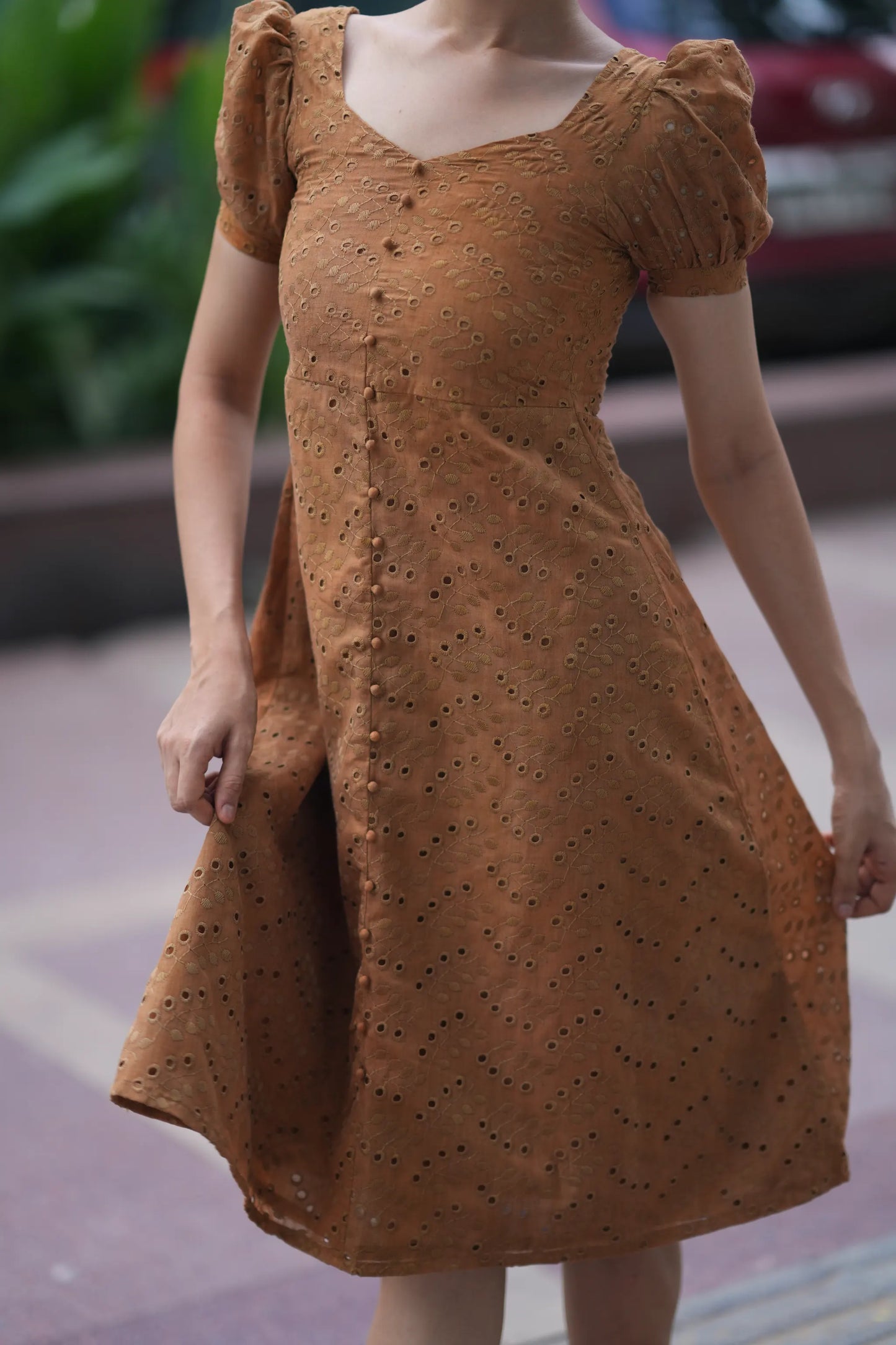 Caramel Eyelet Dress