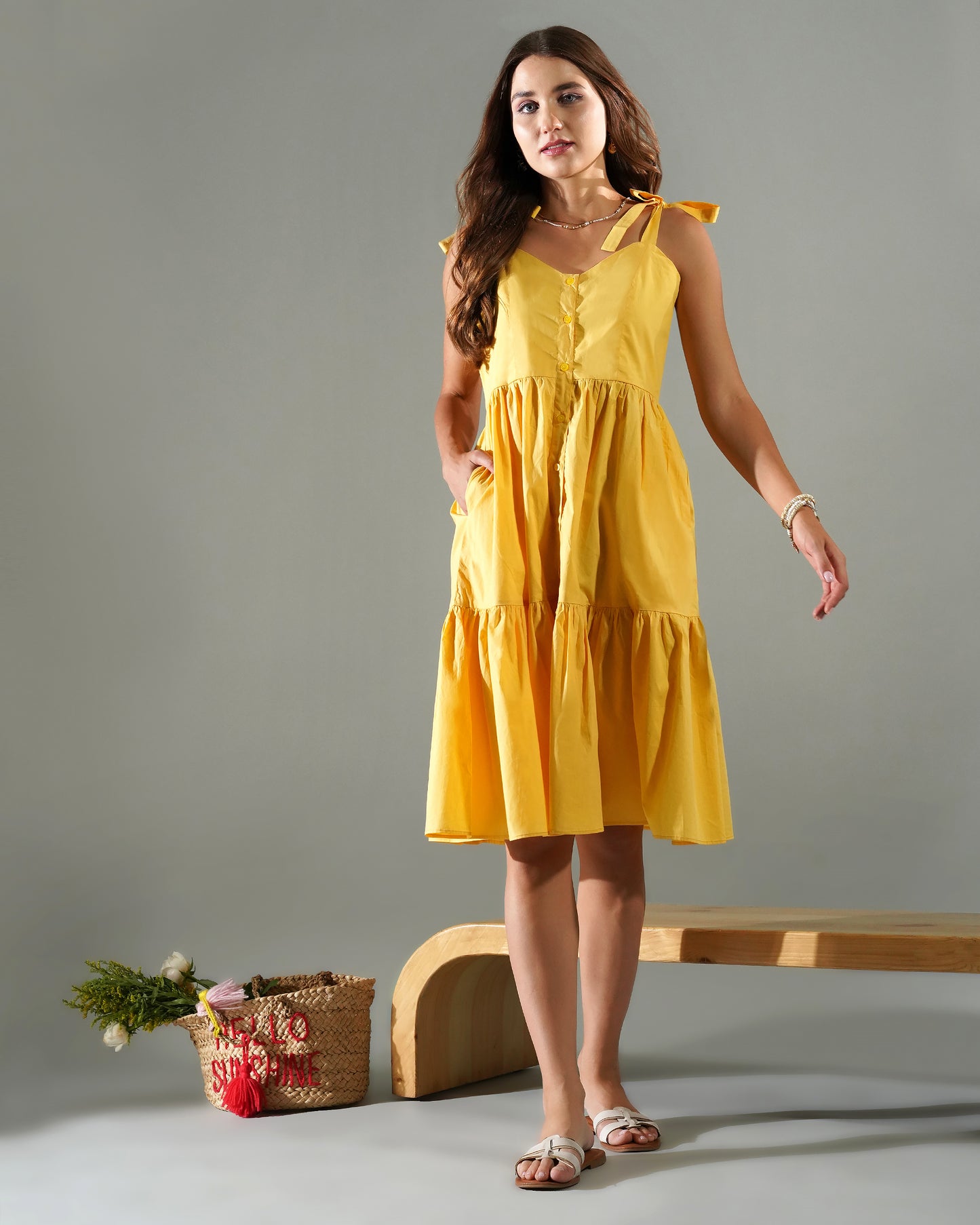 Sunshine Charm Poplin Dress inspired by Janhvi Kapoor's look