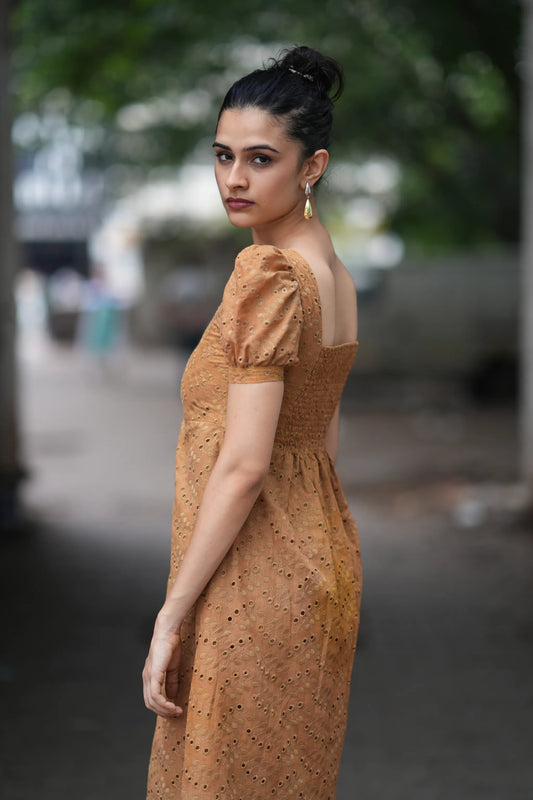 Caramel Eyelet Dress