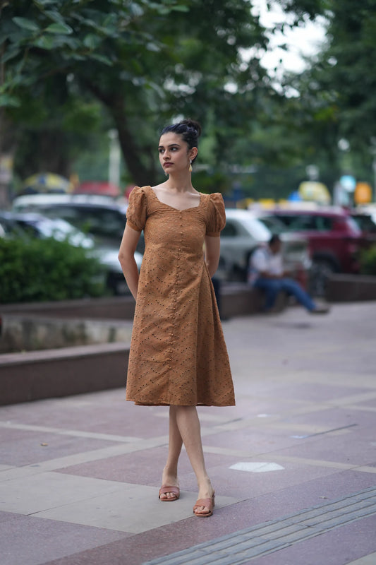 Caramel Eyelet Dress